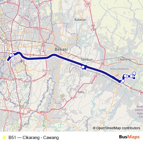 B51 bus Line Map