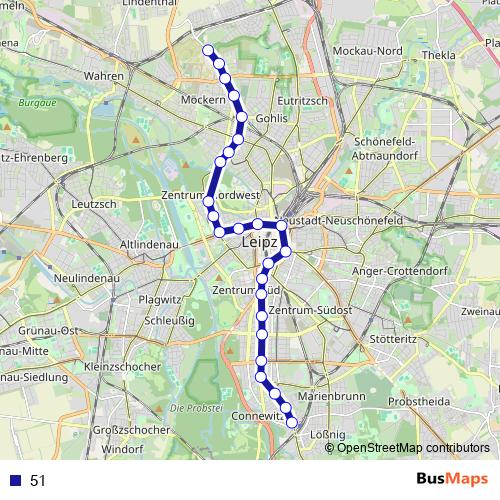 51 tram Line Map