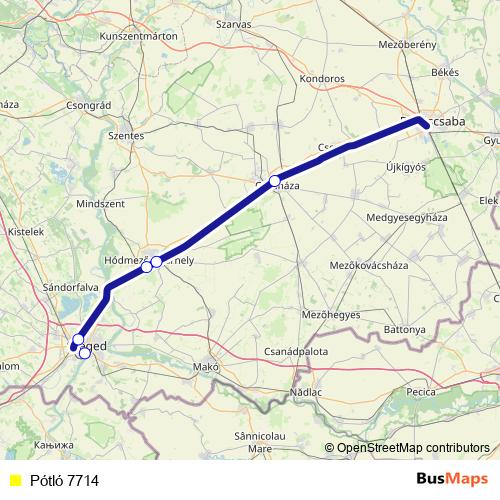 Pótló 7714 bus Line Map