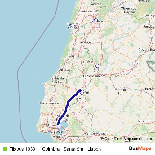 Flixbus 1033 bus Line Map