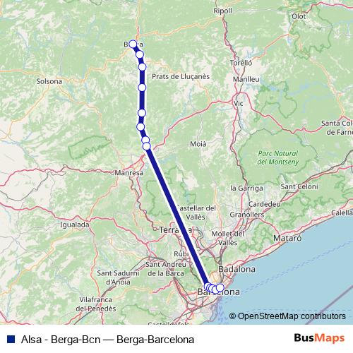 Alsa - Berga-Bcn bus Line Map