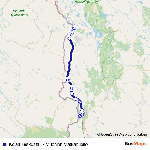 Kolari keskusta I - Muonion Matkahuolto bus Line Map