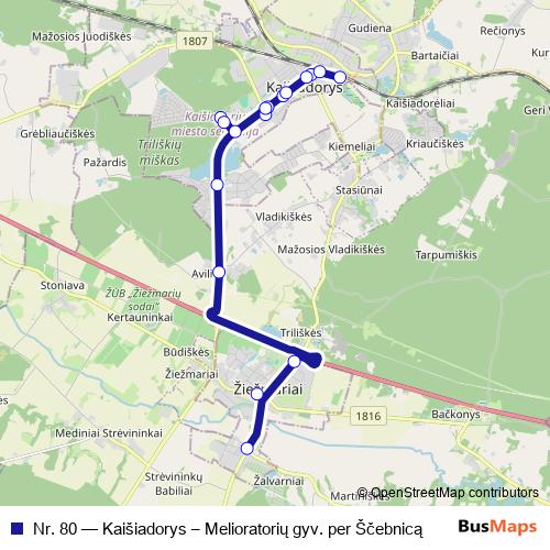Nr. 80 bus Line Map