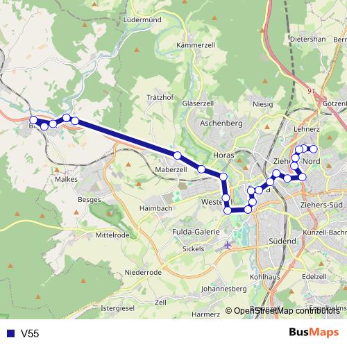 V55 bus Line Map