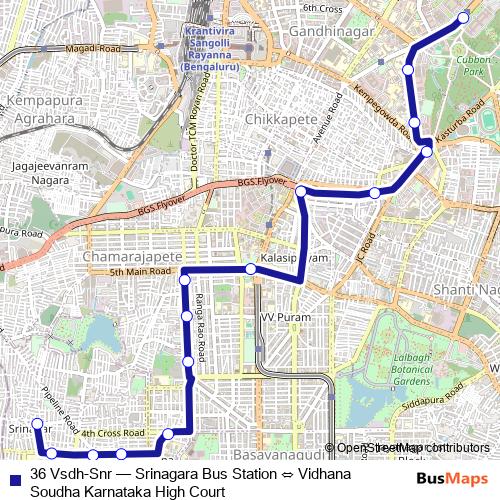 36 Vsdh-Snr bus Line Map