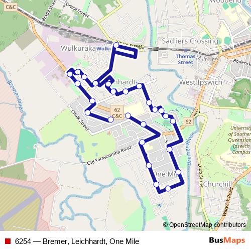 6254 bus Line Map