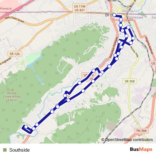 Southside bus Line Map