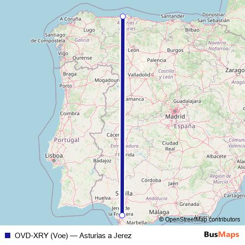 OVD-XRY (Voe) air Line Map