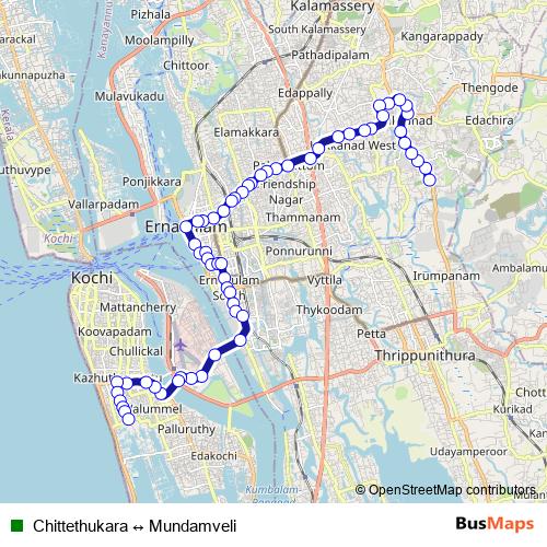 Chittethukara ↔ Mundamveli bus Line Map