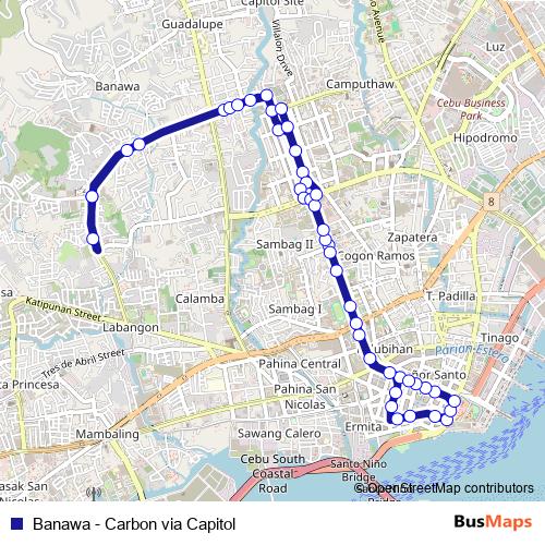 Banawa - Carbon via Capitol bus Line Map