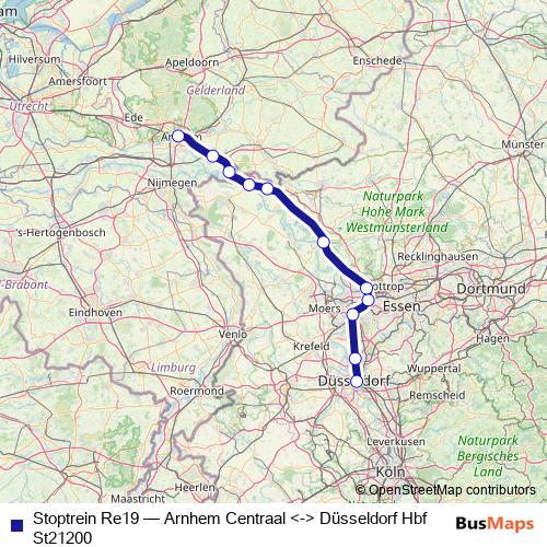 Stoptrein Re19 rail Line Map