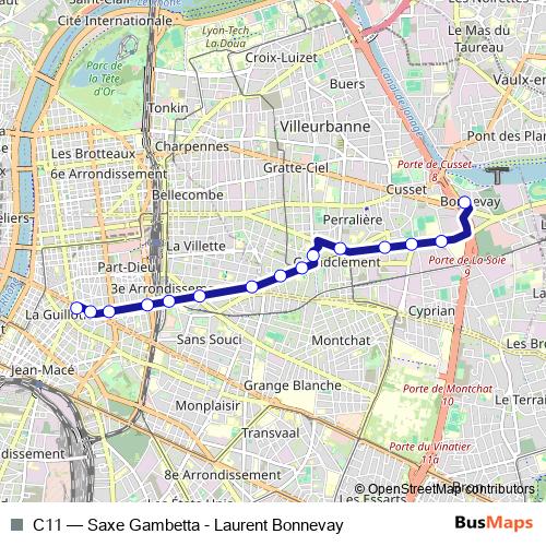 C11 trolleybus Line Map