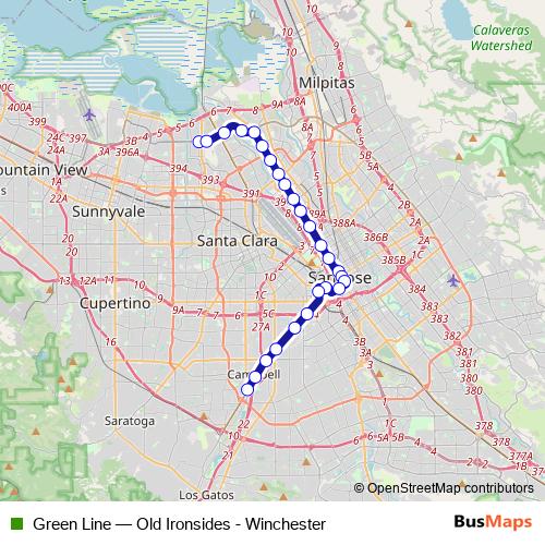 Green Line tram Line Map