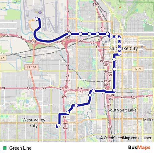 Green Line tram Line Map
