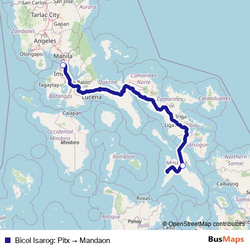 Bicol Isarog: Pitx → Mandaon bus Line Map