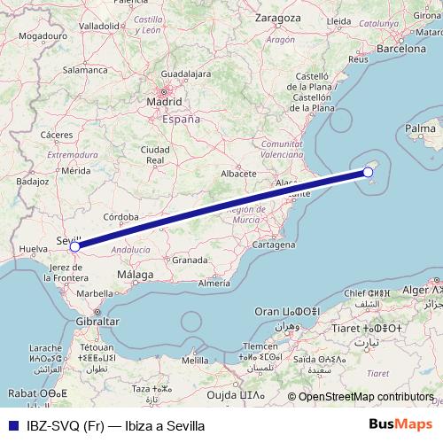 IBZ-SVQ (Fr) air Line Map