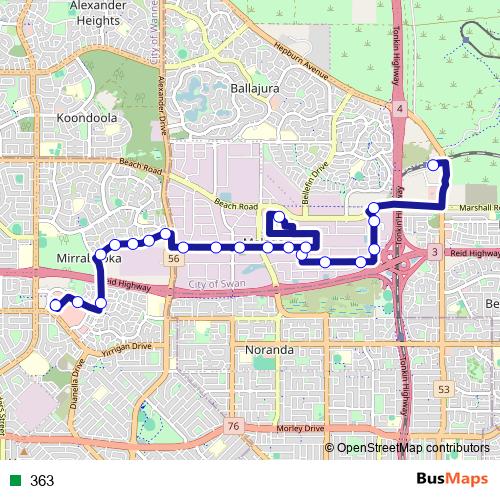 363 bus Line Map