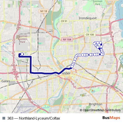 363 bus Line Map