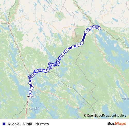 Kuopio - Nilsiä - Nurmes bus Line Map