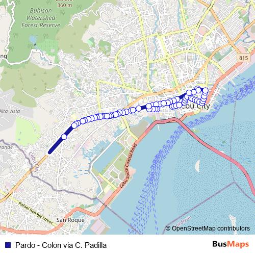 Pardo - Colon via C. Padilla bus Line Map