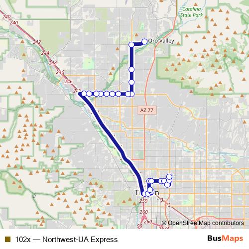 102x bus Line Map