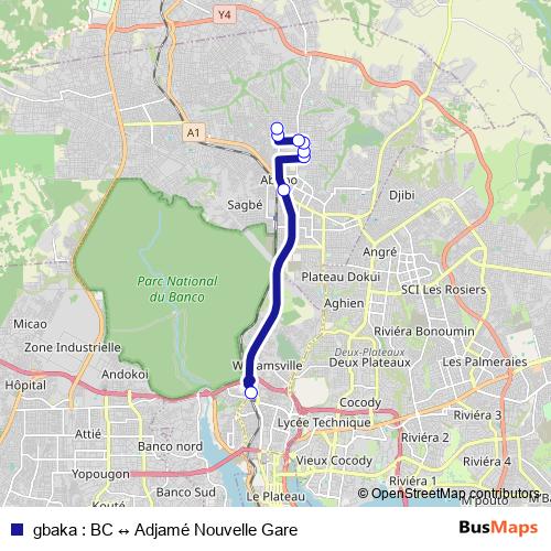 gbaka : BC ↔ Adjamé Nouvelle Gare bus Line Map