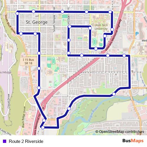 Route 2 Riverside bus Line Map