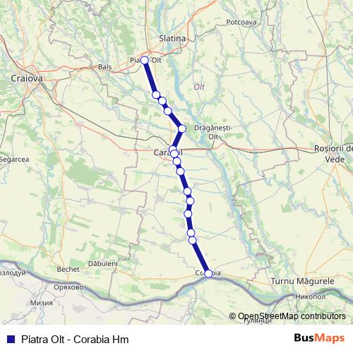 Piatra Olt - Corabia Hm rail Line Map