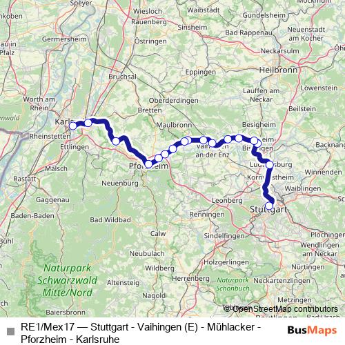 RE1/Mex17 rail Line Map