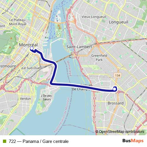 722 bus Line Map