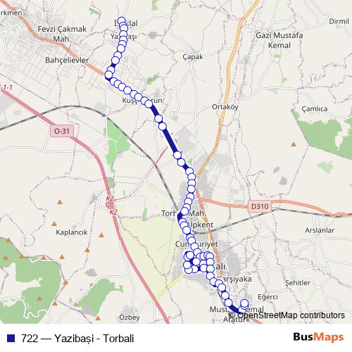 722 bus Line Map
