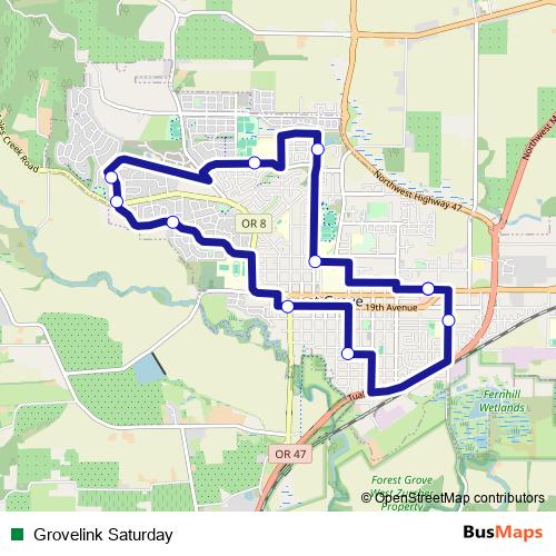 Grovelink Saturday bus Line Map