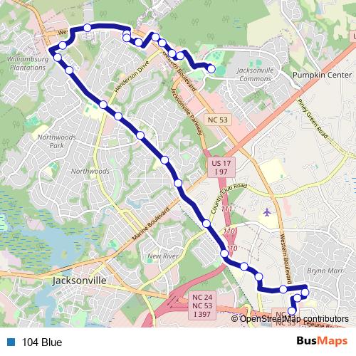 104 Blue bus Line Map