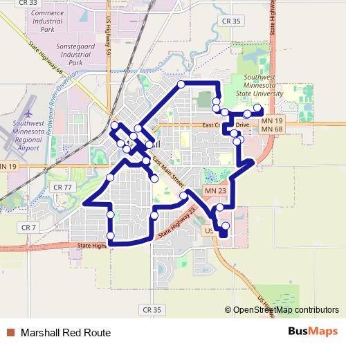 Marshall Red Route bus Line Map