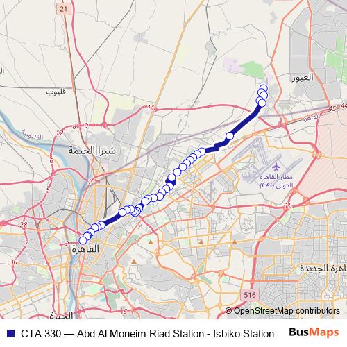 CTA 330 bus Line Map