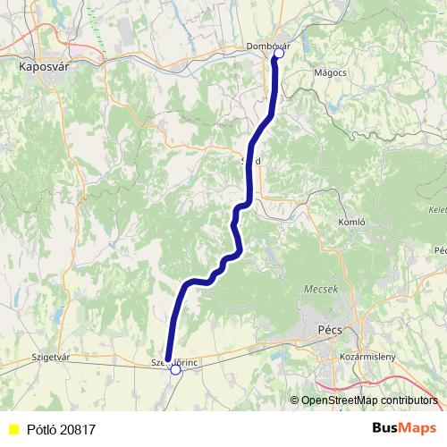 Pótló 20817 bus Line Map
