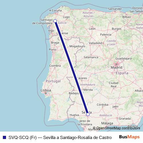 SVQ-SCQ (Fr) air Line Map