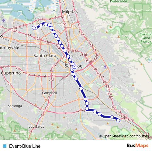 Event-Blue Line tram Line Map