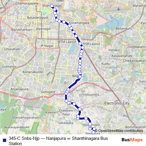 345-C Snbs-Njp bus Line Map