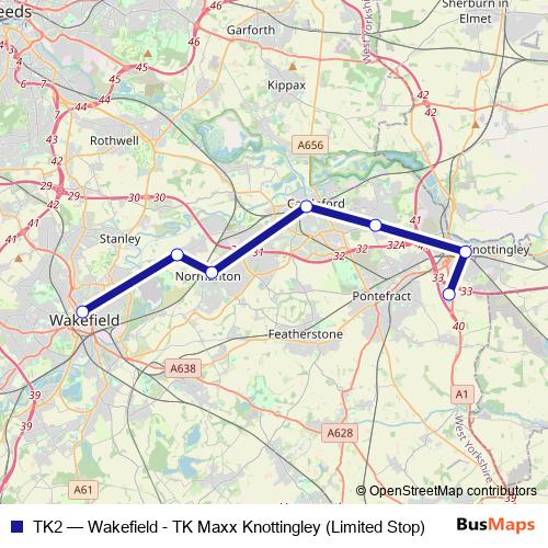 TK2 bus Line Map