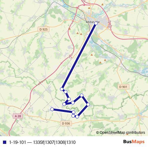 1-19-101 bus Line Map