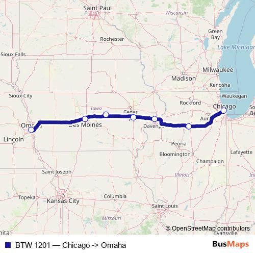 BTW 1201 bus Line Map