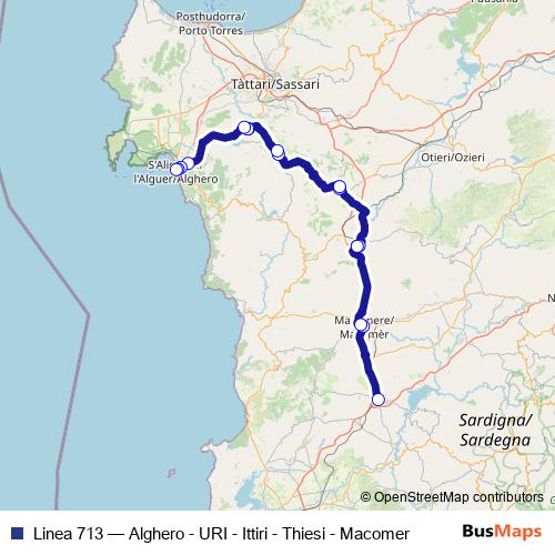 Linea 713 bus Line Map