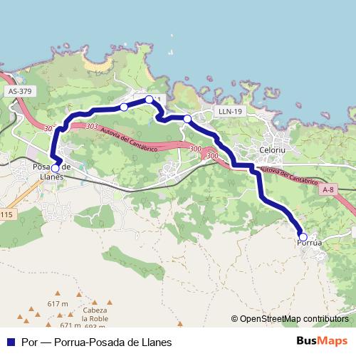 Por bus Line Map
