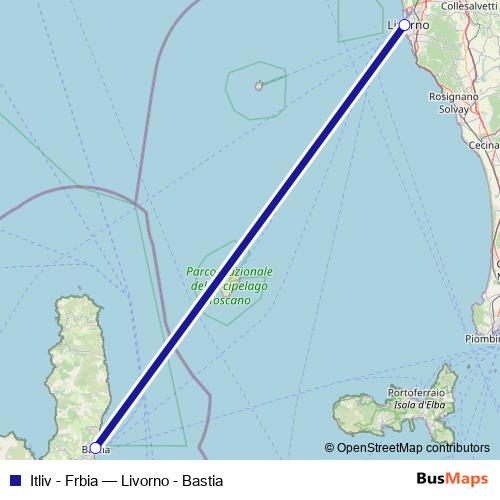 Itliv - Frbia ferry Line Map