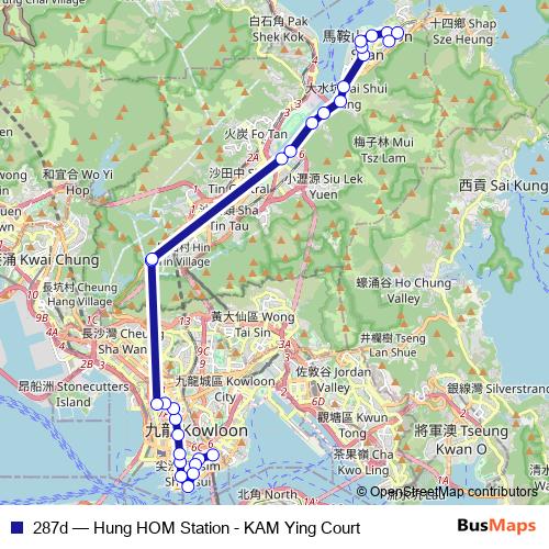 287d bus Line Map