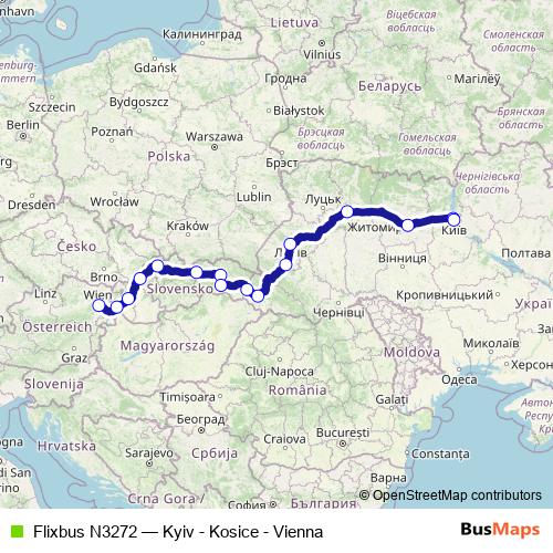 Flixbus N3272 bus Line Map