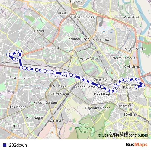 232down bus Line Map
