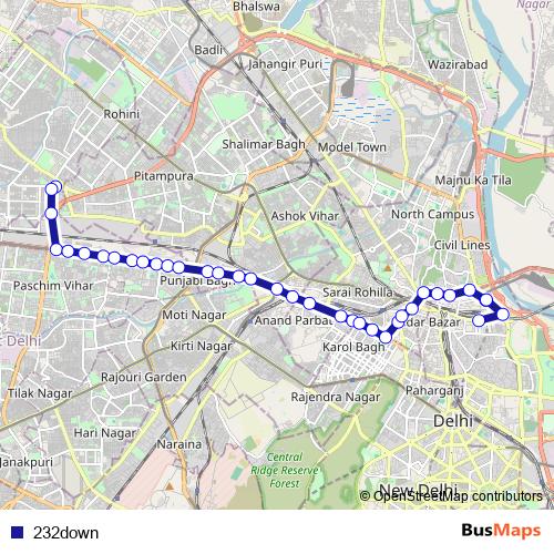 232down bus Line Map