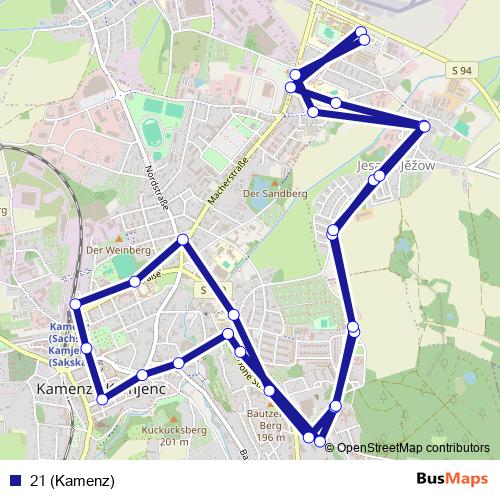 21 (Kamenz) bus Line Map